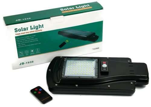 30W LED Solar Street Light + Remote, PIR Motion Sensor, Waterproof, Night Sensor & Eco-friendly