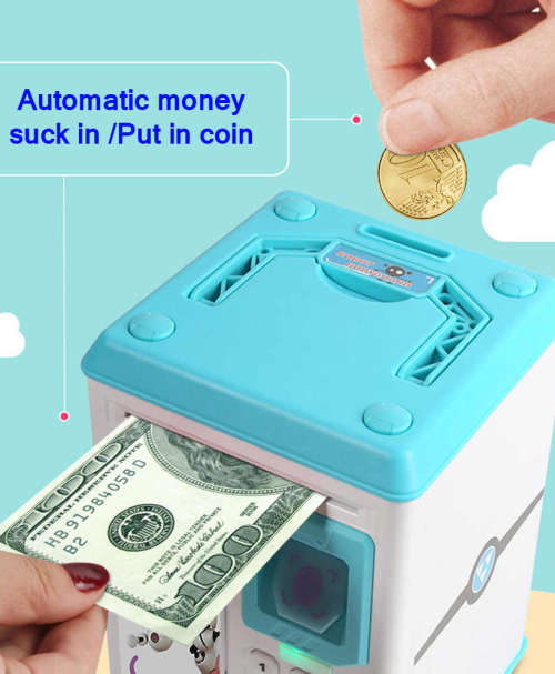 NEW!! Electronic Piggy Bank with Fingerprint & Password Function, Music, UV Lamp - LIKE A REAL ATM!!