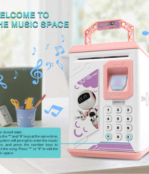 NEW!! Electronic Piggy Bank with Fingerprint & Password Function, Music, UV Lamp - LIKE A REAL ATM!!