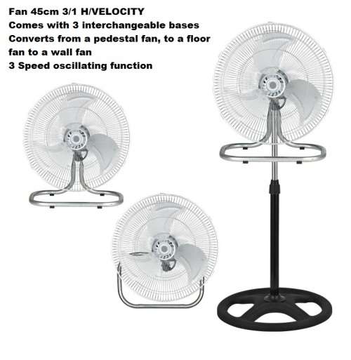 2 x 45cm (18") High Velocity 3-in-1 Interchangeable Fan - Superb Investment for the Hot Summers!