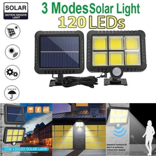 Super Bright 120 LED COB PIR Sensor Solar Charged Light with Separate Solar Panel - Eco Friendly