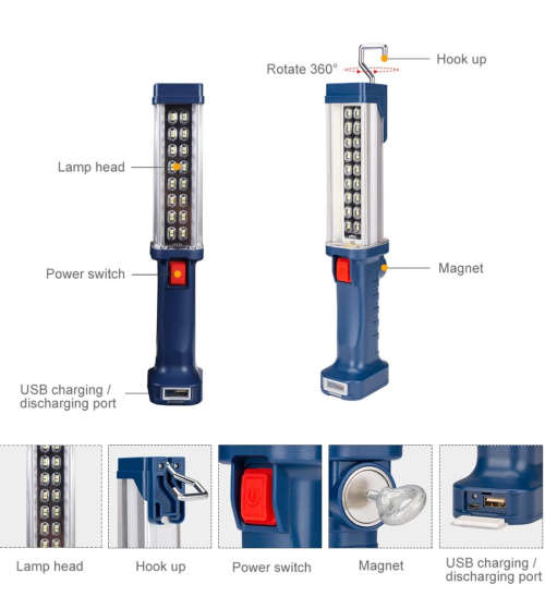 Brand New!!! 700 Lumen - 20w Heavy Duty Work Light With Built-In Power Bank and 1 1/4" Strong Magnet