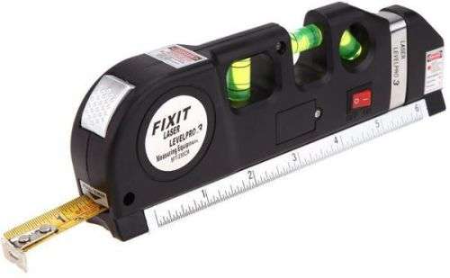 3-in-1 Laser Level Pro 3 - Laser & Spirit Leveling - Standard & Metric Rulers - Measuring Tape