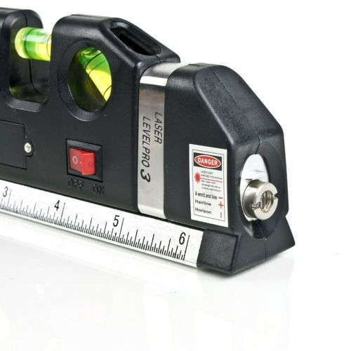 3-in-1 Laser Level Pro 3 - Laser & Spirit Leveling - Standard & Metric Rulers - Measuring Tape
