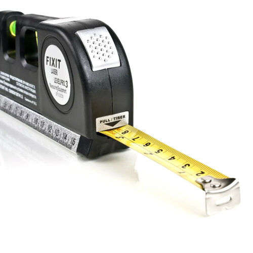 3-in-1 Laser Level Pro 3 - Laser & Spirit Leveling - Standard & Metric Rulers - Measuring Tape