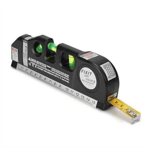 3-in-1 Laser Level Pro 3 - Laser & Spirit Leveling - Standard & Metric Rulers - Measuring Tape
