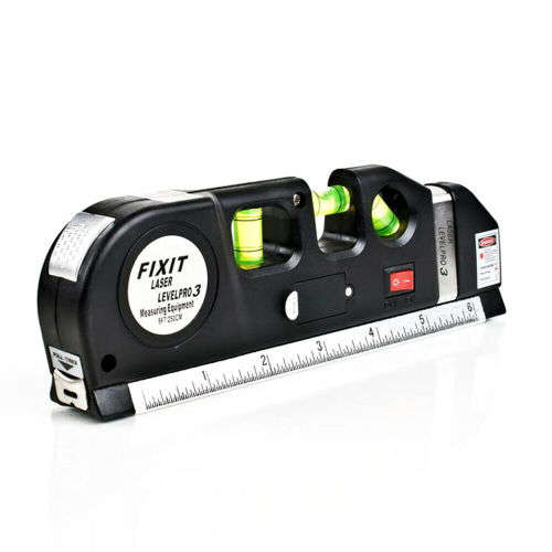 3-in-1 Laser Level Pro 3 - Laser & Spirit Leveling - Standard & Metric Rulers - Measuring Tape
