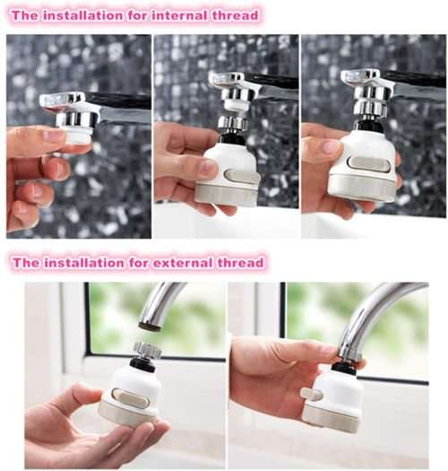 Universal Splash Proof Water Faucet - 360 Degree Rotate - Three Modes - DIY Installation in Seconds