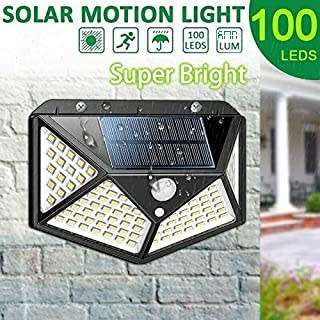 100 LED Waterproof Solar Powered Motion Sensor Wall Light with 270° Wide Angle - 600 Lumen