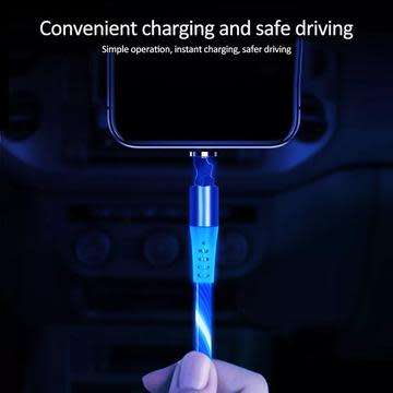 3-in-1 Magnetic Stream-Optic Charge Cable - Micro USB/Lightning/Type-C - 360° Rotary Interface.