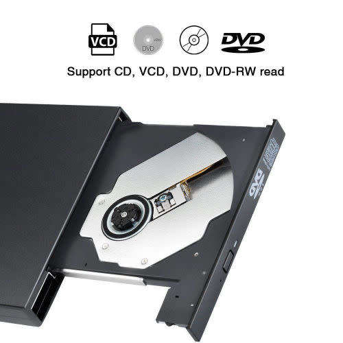USB 2.0 External Optical Drive DVD CD RW Drive - Burner / Writer - Ultra Slim For PC/Laptop - White