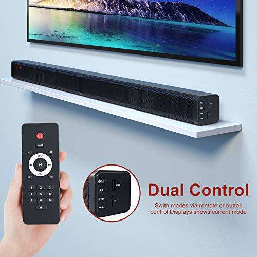 2-in-1 Detachable 40W Wireless Bluetooth 5.0 Soundbar Speaker - Wireless/USB/TF/TV/Aux In