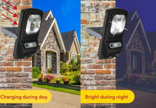 JX-116 Waterproof Solar Powered Motion Sensor Wall Light with 120° Wide Angle - New Generation!