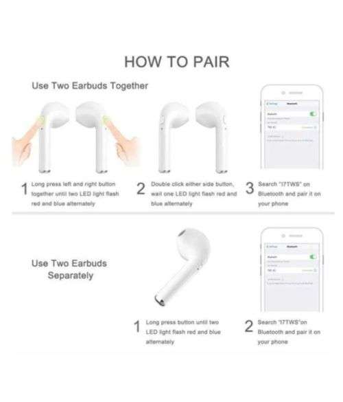 i7 Mini TWS True Wireless Earbuds - Bluetooth 5.0 - Stereo - Charging Case