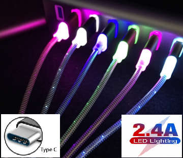 TYPE C - High Speed - Candy Color - LED Lighting - Charge & Date Cable - 2.4A