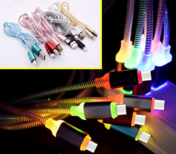 TYPE C - High Speed - Candy Color - LED Lighting - Charge & Date Cable - 2.4A
