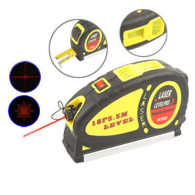 3-in-1 Laser Level Pro 3 - Laser & Spirit Leveling - Standard & Metric Rulers - Measuring Tape