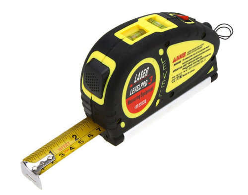 3-in-1 Laser Level Pro 3 - Laser & Spirit Leveling - Standard & Metric Rulers - Measuring Tape