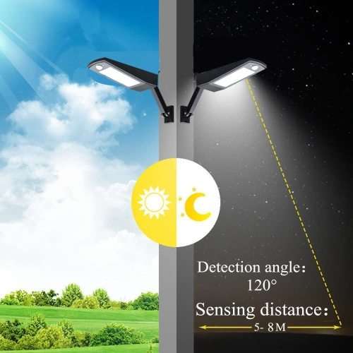 80 LED Waterproof Solar Powered Motion Sensor Wall Light with 120° Detection Angle - 900 Lumen
