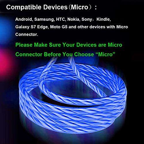 Micro USB - High Speed - Candy Color - LED Lighting - Charge & Date Cable - 2.4A