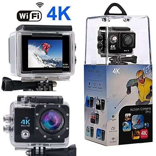 4K Ultra HD Action Camera Pro - WiFi -30m Waterproof - 2.0 Inch LCD Screen - 170 Degree Wide Angle