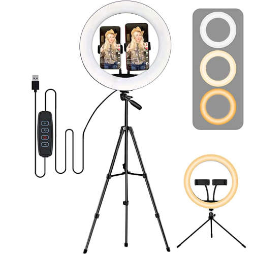 Professional 33cm (13") LED Ring Light with 1.8m Tripod Stand - Incl. 2 x Universal Phone Holders