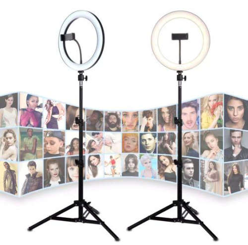 Professional 33cm (13") LED Ring Light with 1.8m Tripod Stand - Incl. 2 x Universal Phone Holders