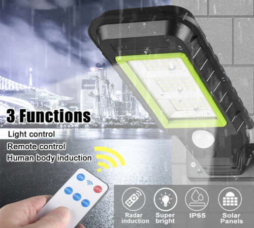 60 LED Waterproof Solar Induction Wall/Street Light with Remote Control - 120° Wide Angle -GT-8011A