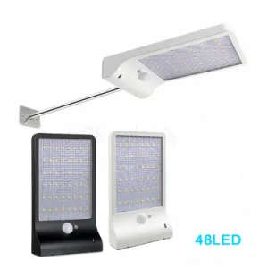 48 LED Waterproof Solar Powered Motion Sensor Wall Light with Mounting Pole - 450 Lumen