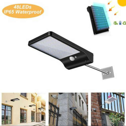 48 LED Waterproof Solar Powered Motion Sensor Wall Light with Mounting Pole - 450 Lumen