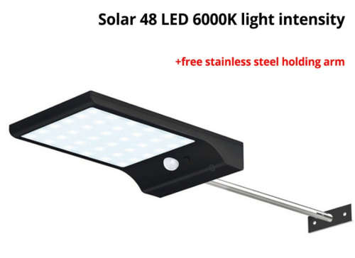 48 LED Waterproof Solar Powered Motion Sensor Wall Light with Mounting Pole - 450 Lumen
