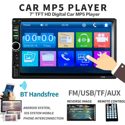 7" HD TOUCH SCREEN CAR MP5 PLAYER - BLUETOOTH - MIRROR LINK - REMOTE - SUPPORTS REVERSE CAMERA