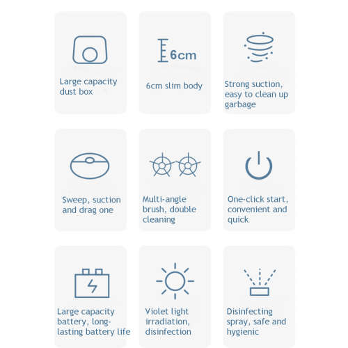 5-in-1 USB Automatic Intelligent Robot Vacuum Cleaner - Spray - Disinfection - Violet Light