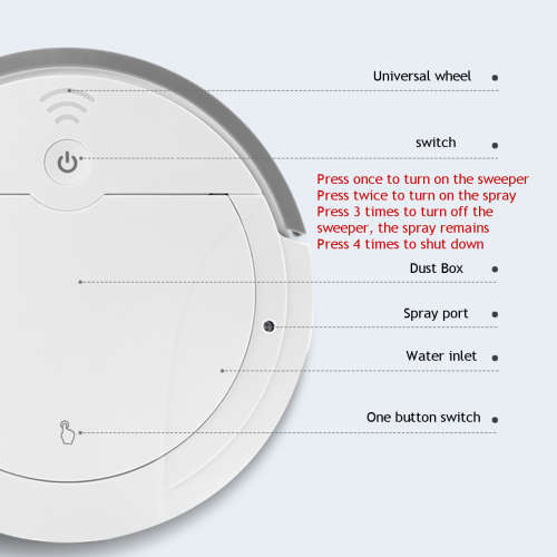 5-in-1 USB Automatic Intelligent Robot Vacuum Cleaner - Spray - Disinfection - Violet Light