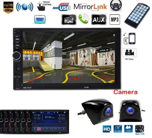 7" HD TOUCH SCREEN CAR MP5 PLAYER  WITH HD REVERSE CAMERA COMBO - BLUETOOTH - MIRROR LINK - REMOTE