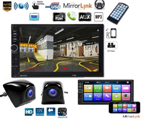7" HD TOUCH SCREEN CAR MP5 PLAYER  WITH HD REVERSE CAMERA COMBO - BLUETOOTH - MIRROR LINK - REMOTE