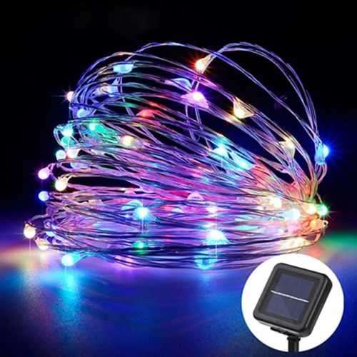 FESTIVE SEASON ARRIVAL - 100 LED Solar Charged Fairy String Lights - Multi Color with Controller