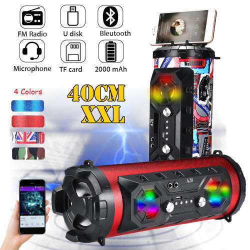 A28 Portable Bluetooth Super Bass Speaker - Phone Holder - TF - FM - AUX-In