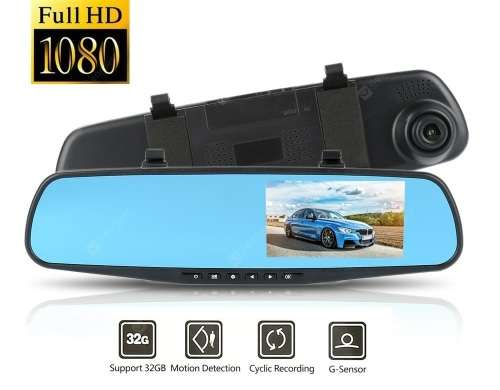 Full HD Rear view Mirror Vehicle BlackBox DVR - Dual Channel  - Display Screen