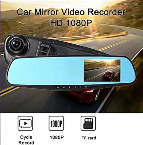 Full HD Rear view Mirror Vehicle BlackBox DVR - Dual Channel  - Display Screen