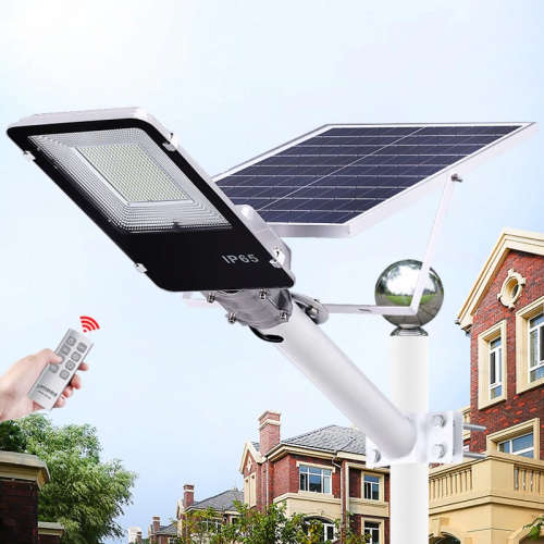 Complete 200W LED Solar Powered Street Light With Solar Panel, Mounting Bracket And Remote Control