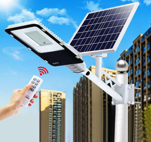 Complete 200W LED Solar Powered Street Light With Solar Panel, Mounting Bracket And Remote Control