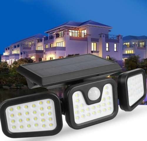74 LED Solar Flood Light - 3 Adjustable Heads - 3 Modes - 2400mAH battery