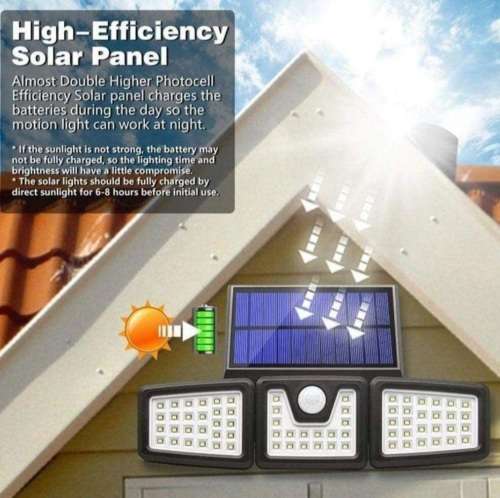 74 LED Solar Flood Light - 3 Adjustable Heads - 3 Modes - 2400mAH battery