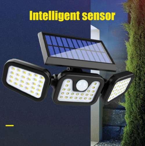 74 LED Solar Flood Light - 3 Adjustable Heads - 3 Modes - 2400mAH battery
