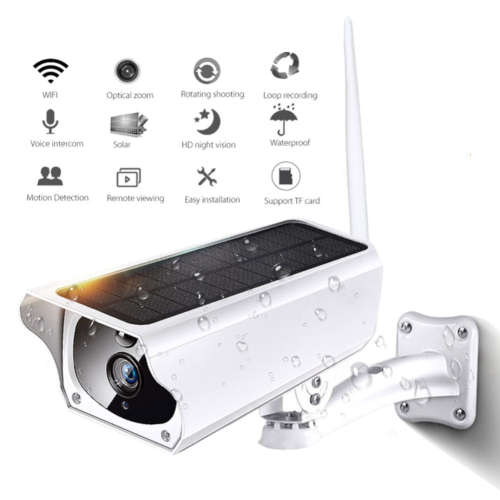Solar Charged WIFI Bullet Camera - 2MP - 1080P HD - Night Vision - Motion Detection