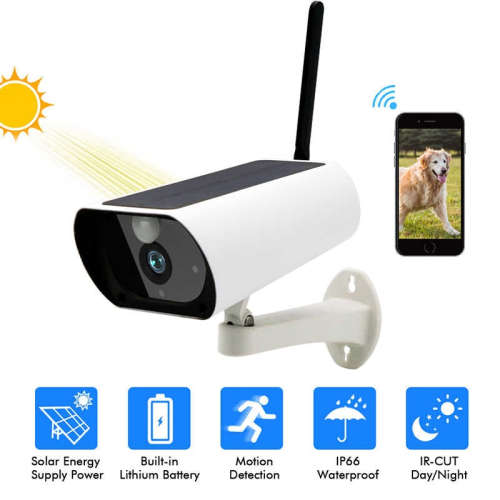 Solar Charged WIFI Bullet Camera - 2MP - 1080P HD - Night Vision - Motion Detection