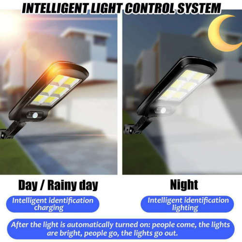 120 LED Solar Wall/Street Light with Remote Control - 120° Wide Angle - PIR Motion Sensor