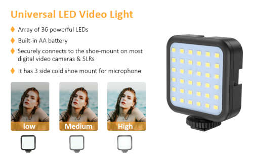 Complete Video Vlogging Kit - Microphone - 36 LED Light - Tripod Phone Holder - Remote Control