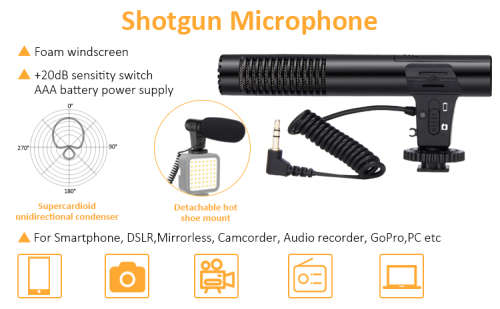 Complete Video Vlogging Kit - Microphone - 36 LED Light - Tripod Phone Holder - Remote Control